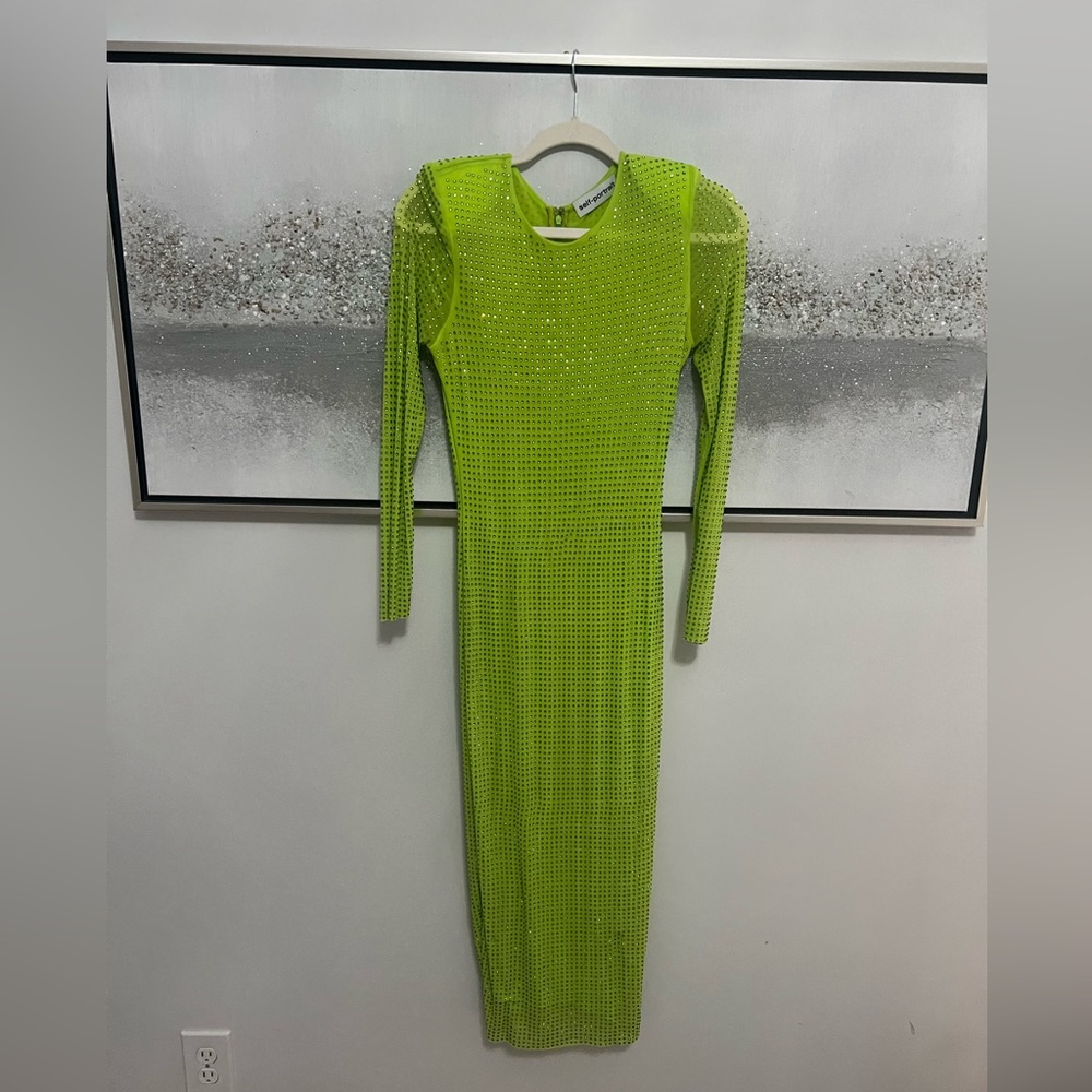 Self-Portrait Neon Green Dress